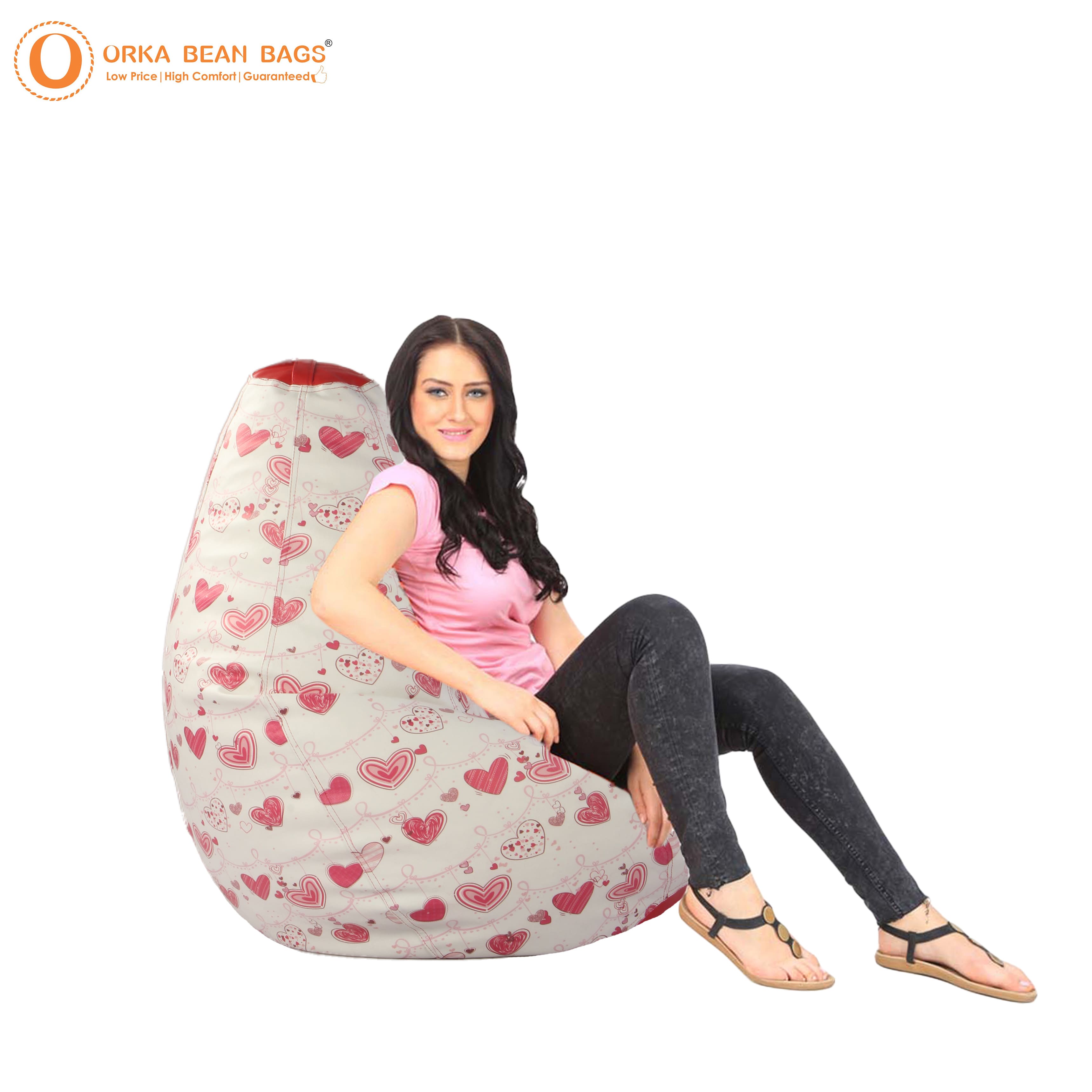 Orka Digital Printed Heart Theme XXXL Bean Bag Filled With Beans view 5